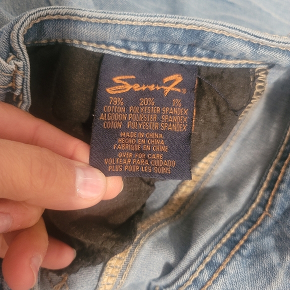 Seven7 Flare Distressed Light Blue Denim Fashion Jeans - Picture 7 of 7